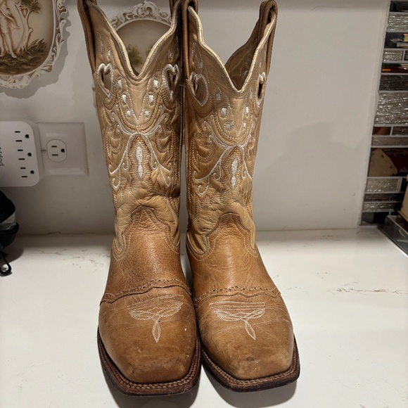 Women’s Innovacion Brown Leather Cowboy Western Heart Boots sz 26/9 Modelo 1820 - Picture 1 of 16